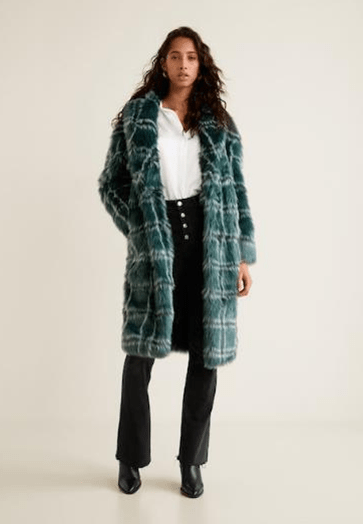 Plaid Fur Coat from Mango 