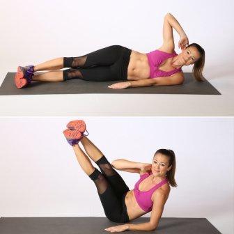 Exercise lifting the legs and shoulders while lying down